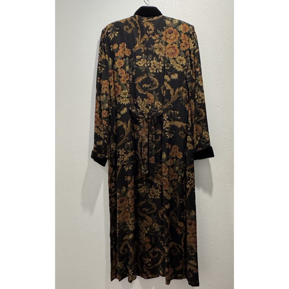 Vintage JESSICA HOWARD Button Front Black Floral Tapestry‎ Dress Buttons Maxi - Picture 2 of 14
